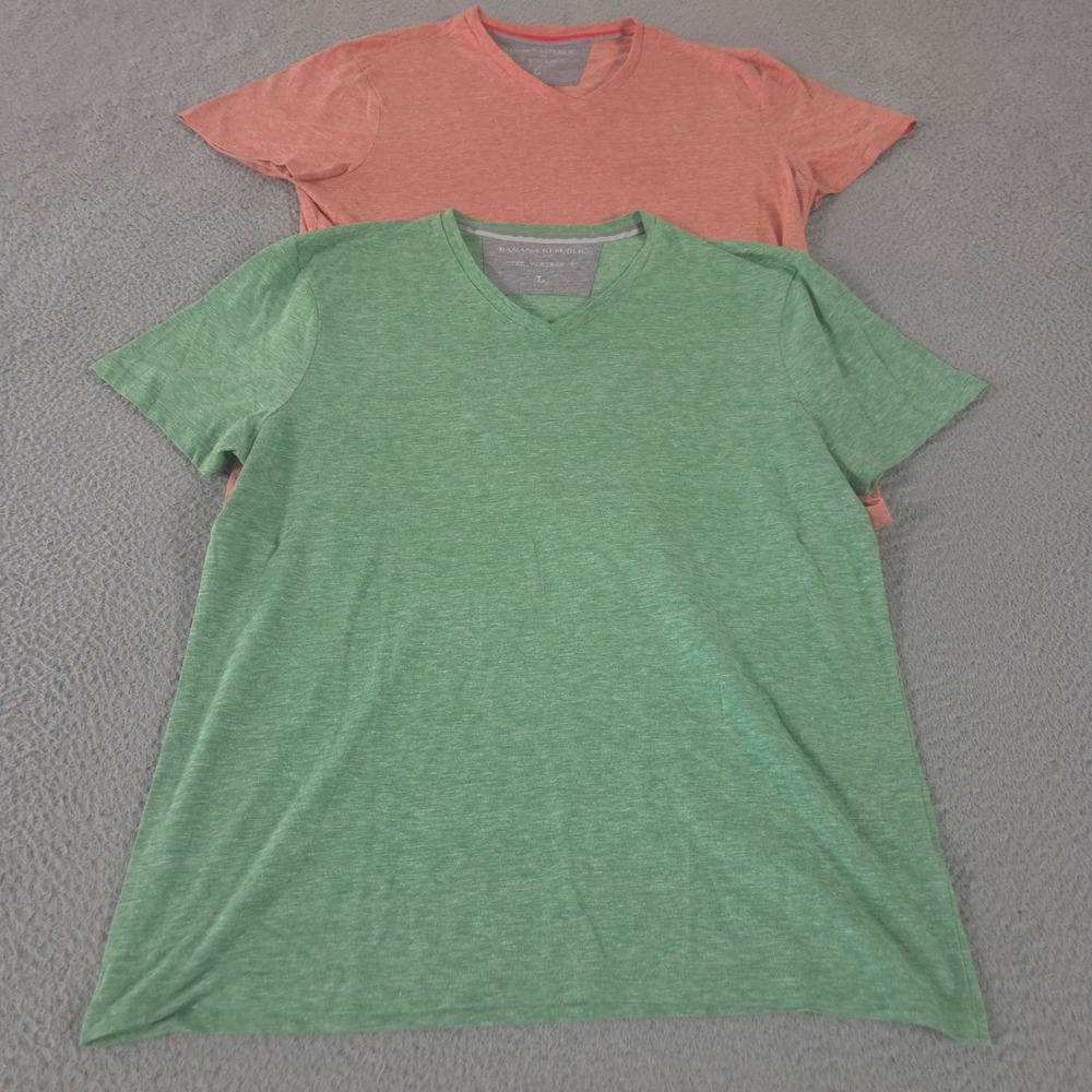 LOT OF 2 Banana Republic Shirt Mens Large Multi The Vintage Tee Tri-Blend V-Neck